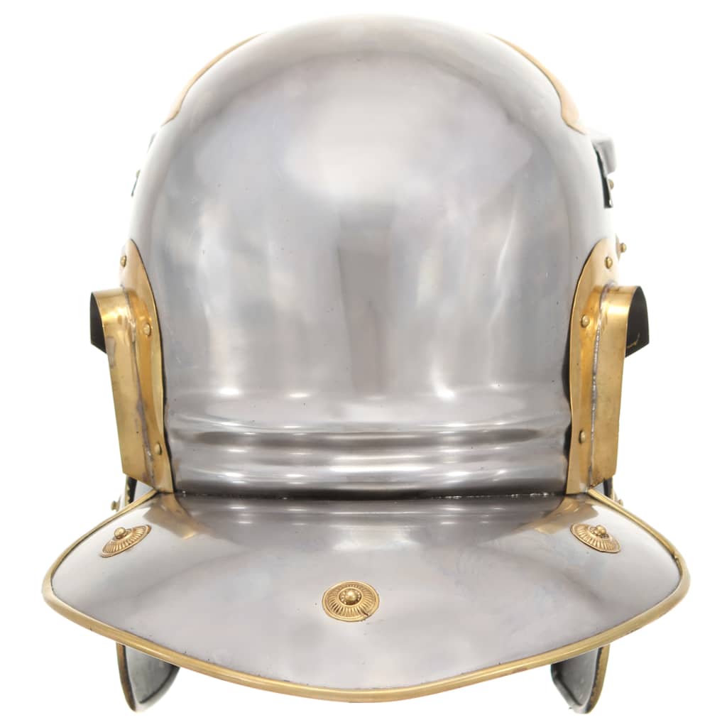 Capacete de soldado romano réplica LARP aço prateado
