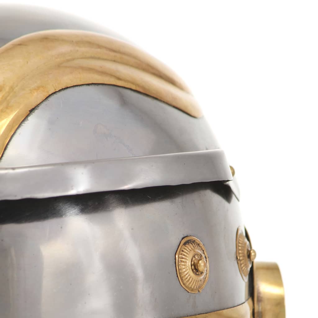 Capacete de soldado romano réplica LARP aço prateado