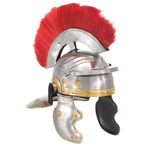 Capacete de soldado romano réplica LARP aço prateado