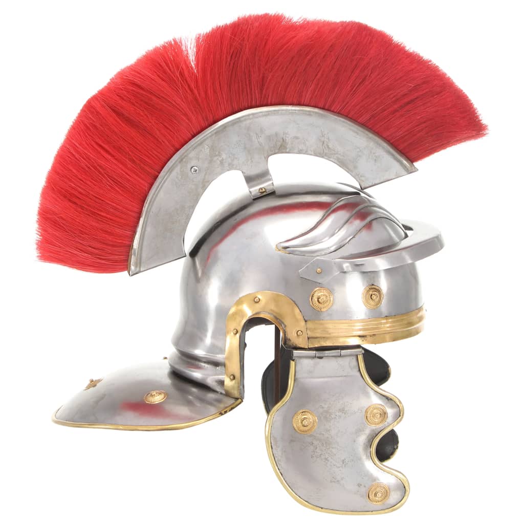Capacete de soldado romano réplica LARP aço prateado