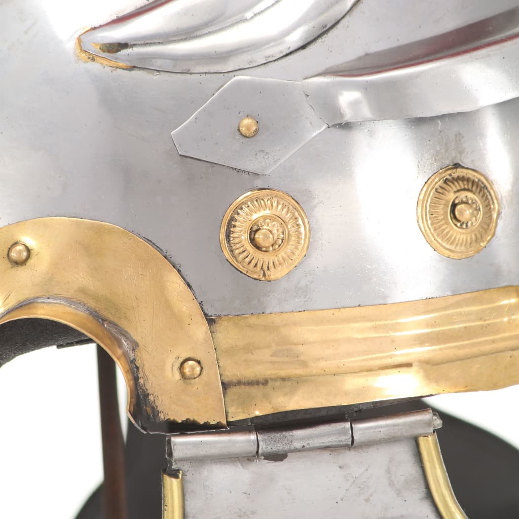 Capacete de soldado romano réplica LARP aço prateado