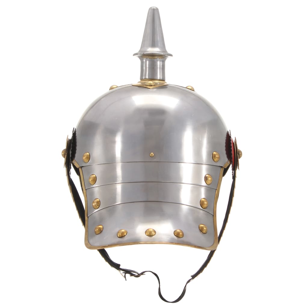 Capacete soldado alemão prussiano réplica LARP aço prateado