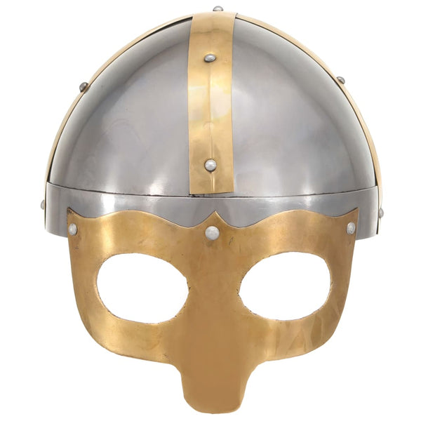 Capacete soldado viking réplica LARP aço prateado