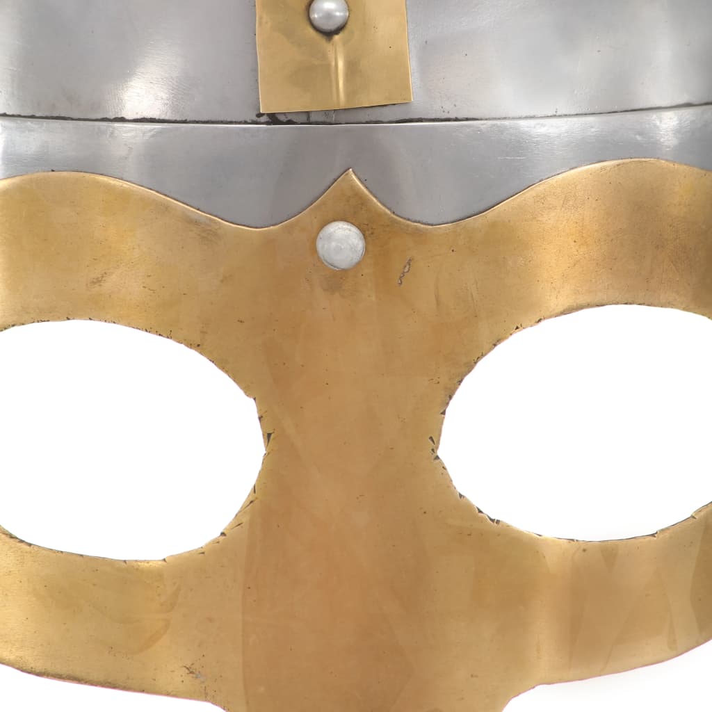 Capacete soldado viking réplica LARP aço prateado