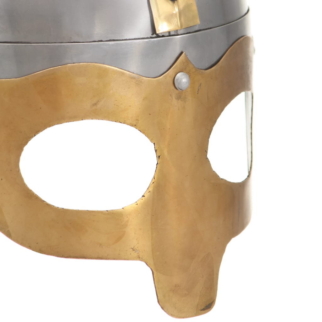 Capacete soldado viking réplica LARP aço prateado
