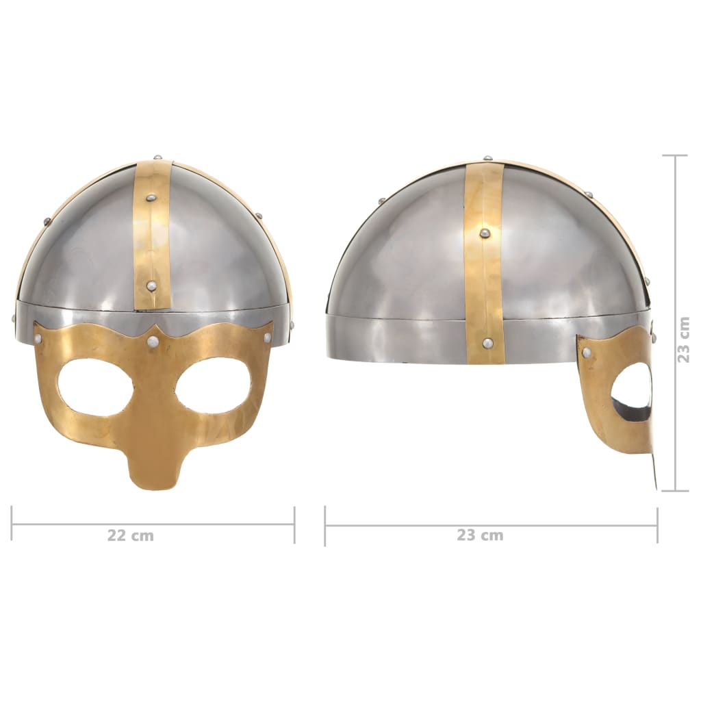 Capacete soldado viking réplica LARP aço prateado