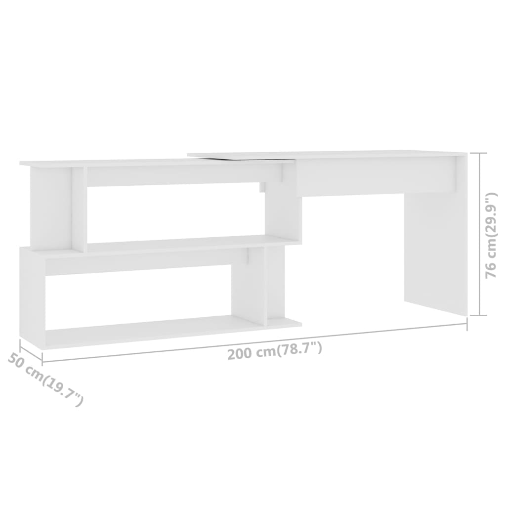 Secretária de canto 200x50x76 cm derivados de madeira branco
