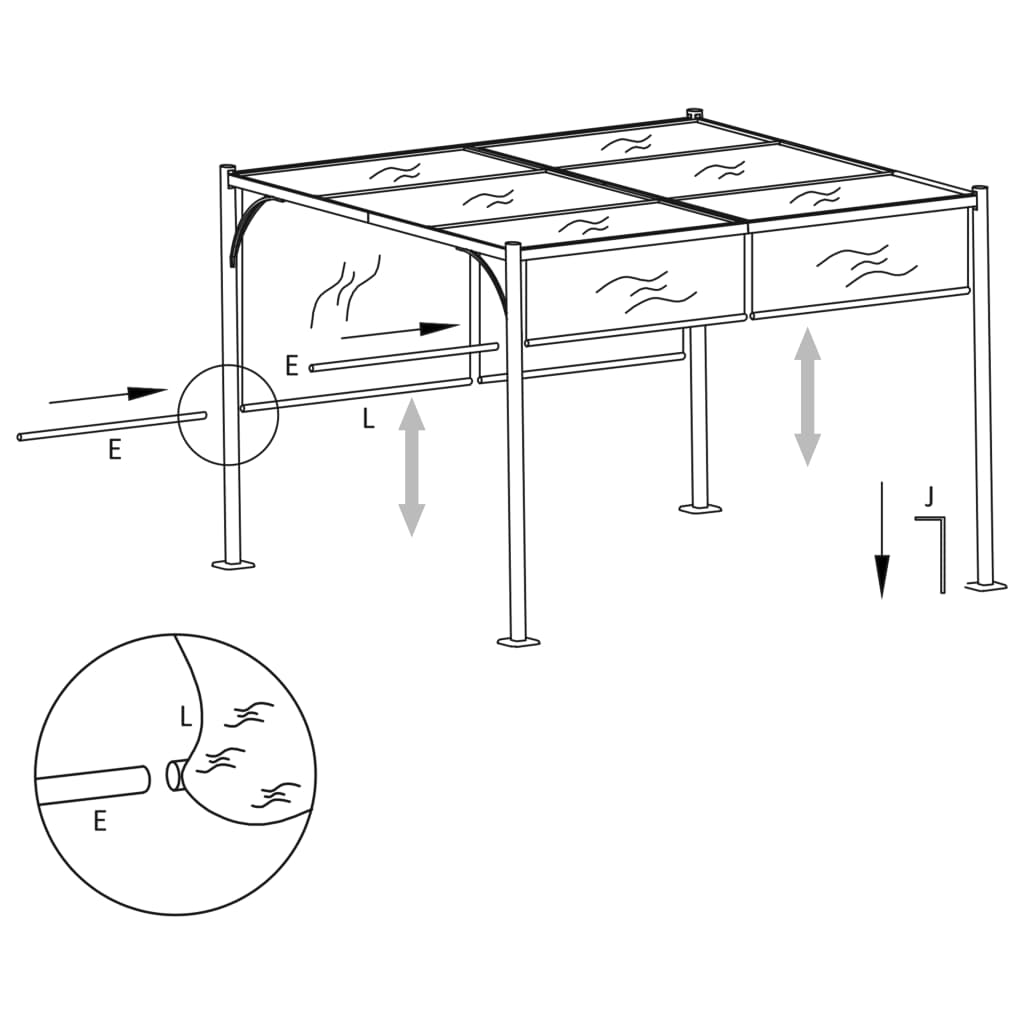 Pérgola de jardim com teto retrátil 3x3 m antracite