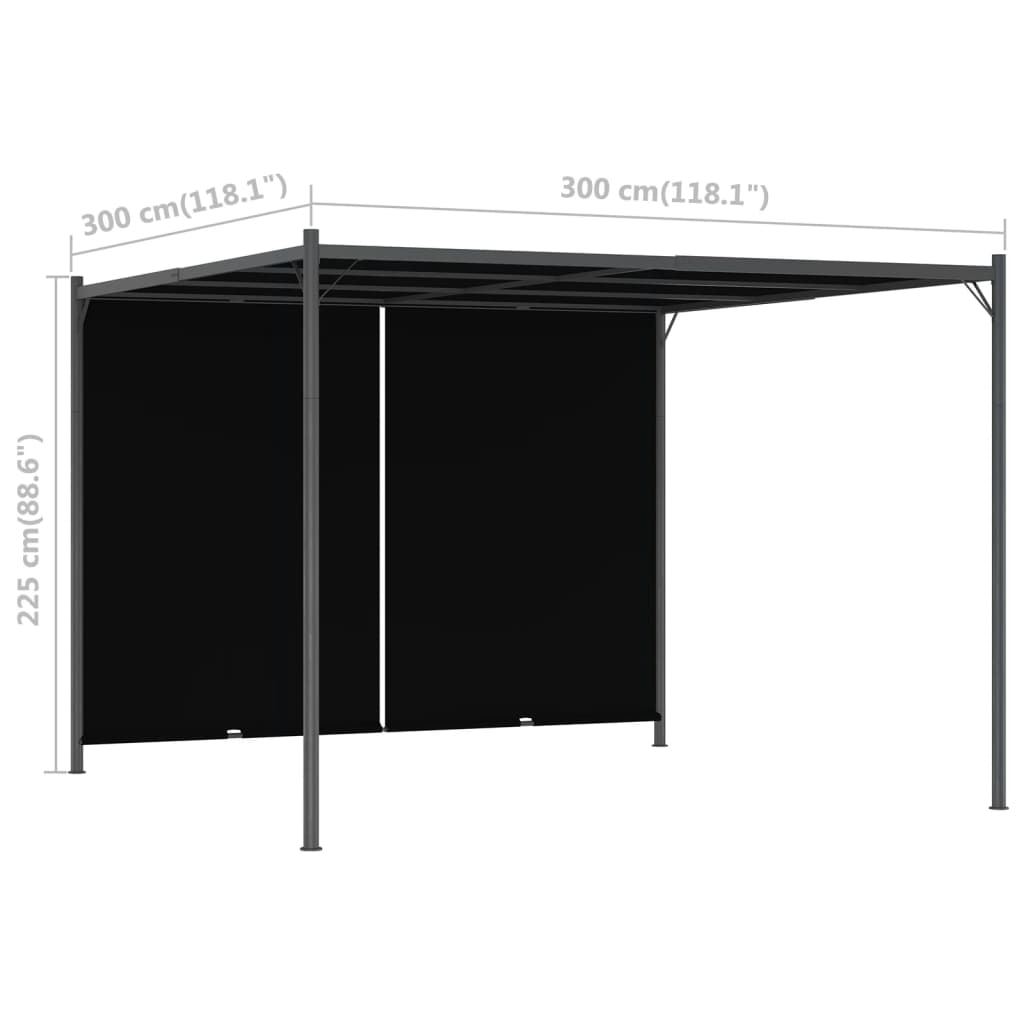 Pérgola de jardim com teto retrátil 3x3 m antracite