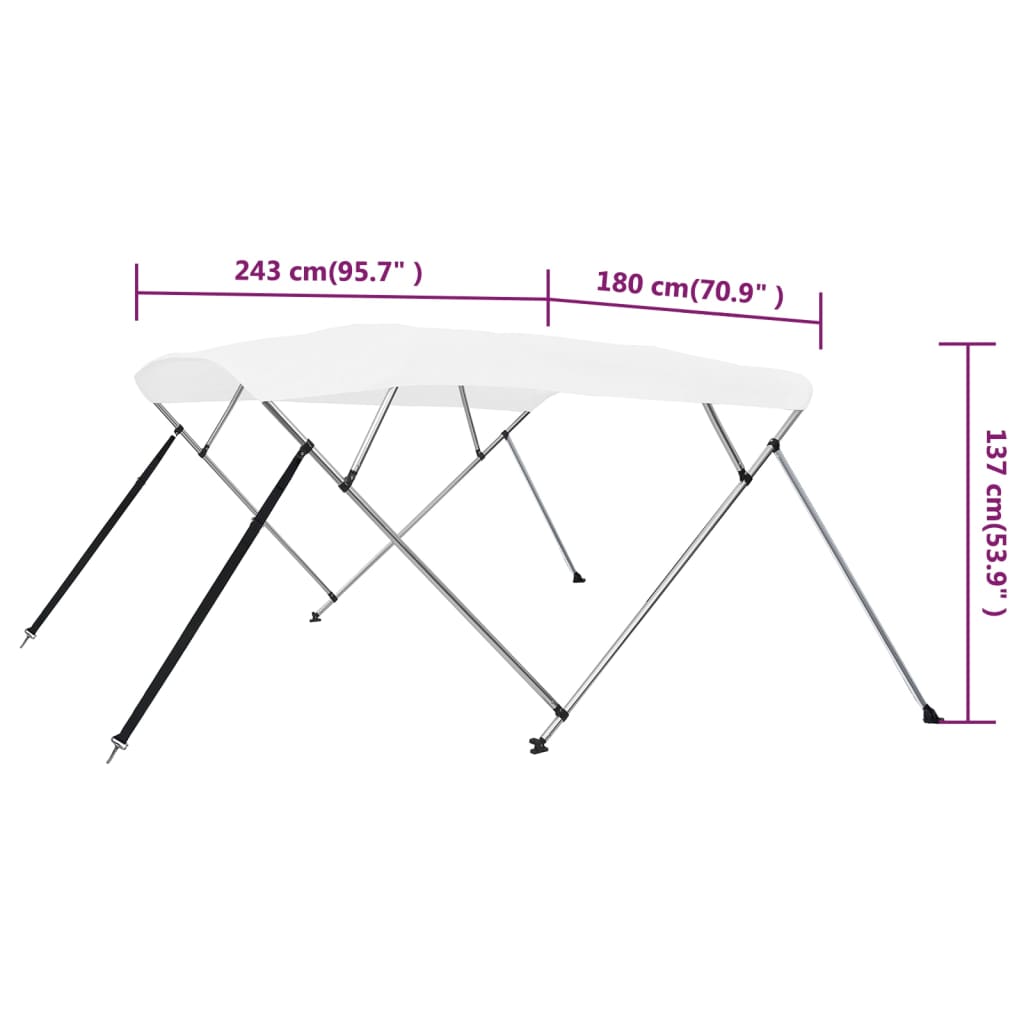 Toldo em 4 arcos Bimini 243x180x137 cm branco