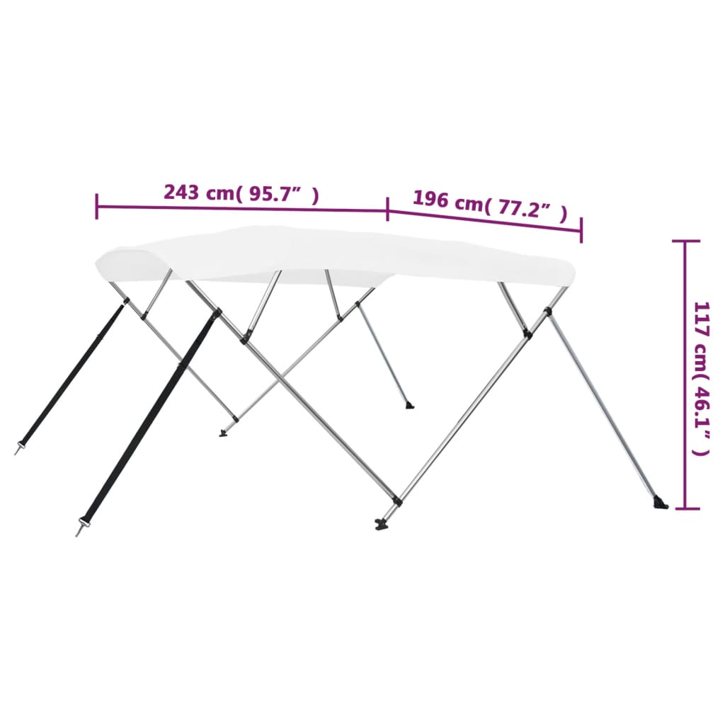 Toldo em 4 arcos Bimini 243x196x137 cm branco