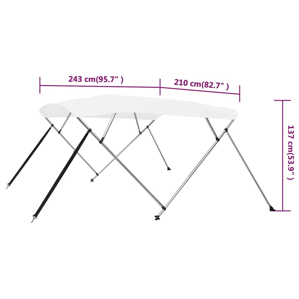 Toldo em 4 arcos Bimini 243x210x137 cm branco