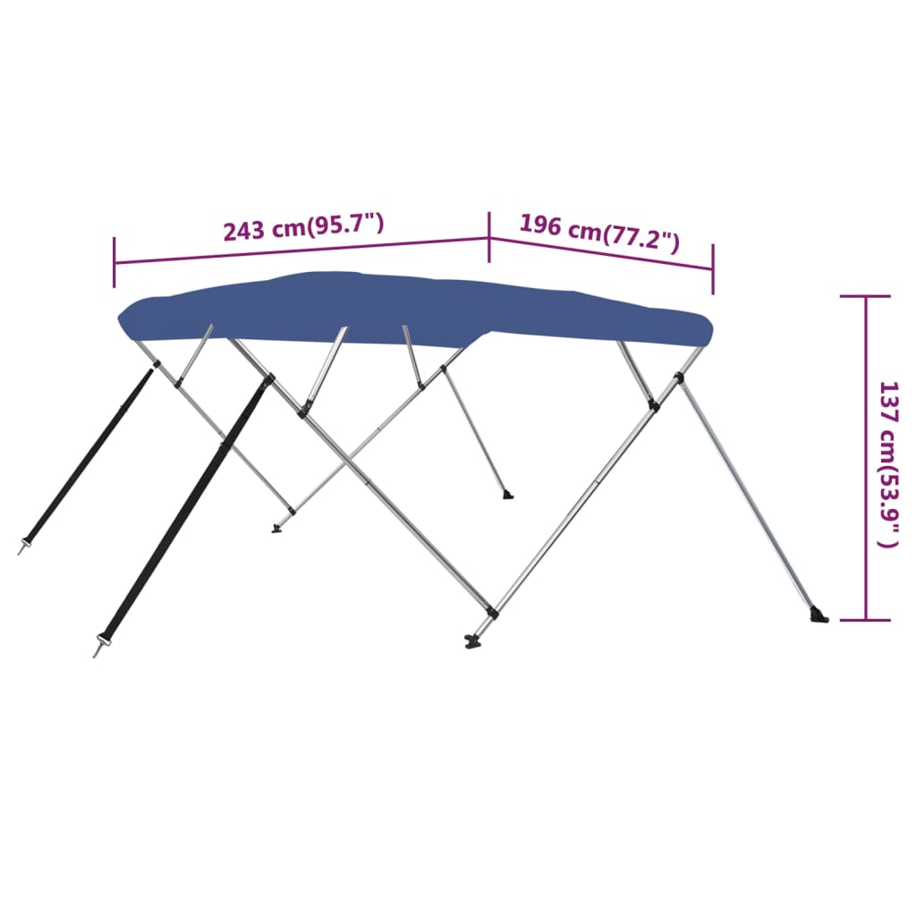 Toldo em 4 arcos Bimini 243x196x137 cm azul