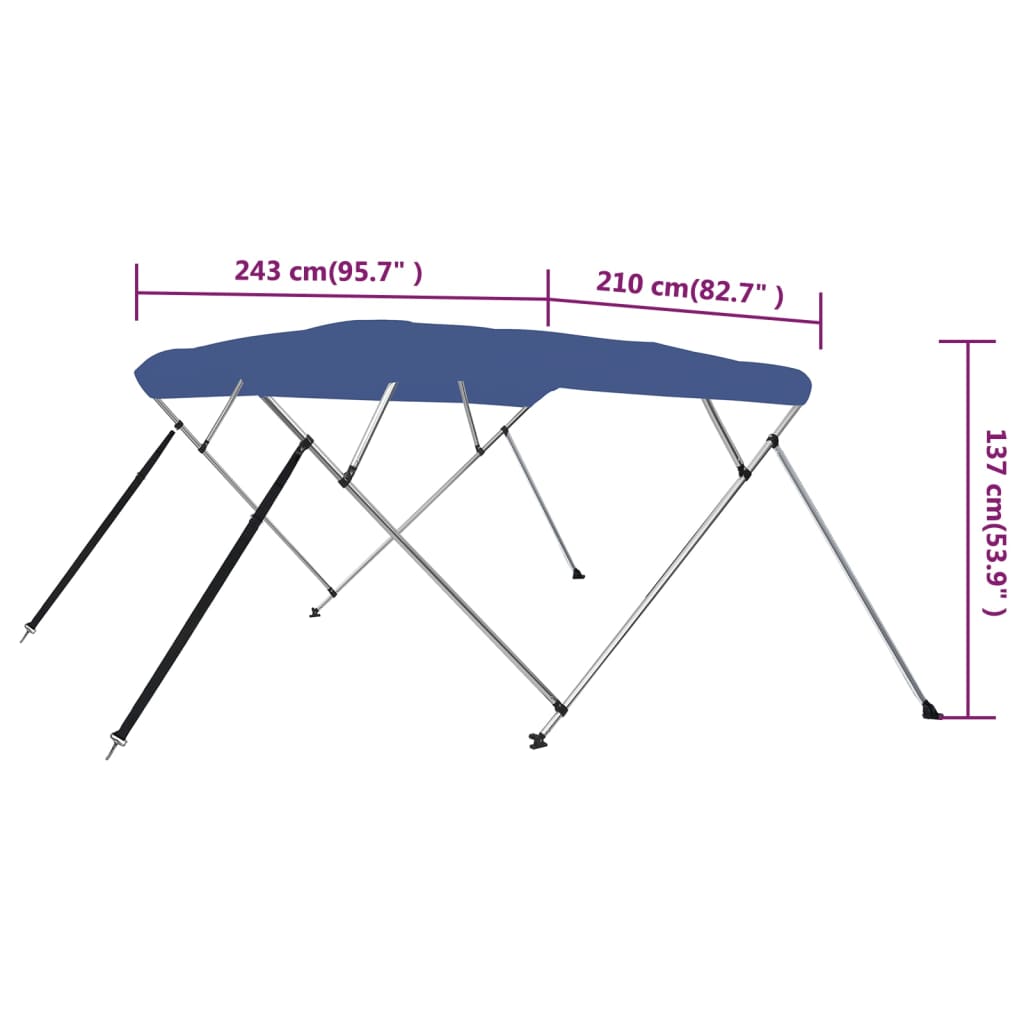 Toldo em 4 arcos Bimini 243x210x137 cm azul