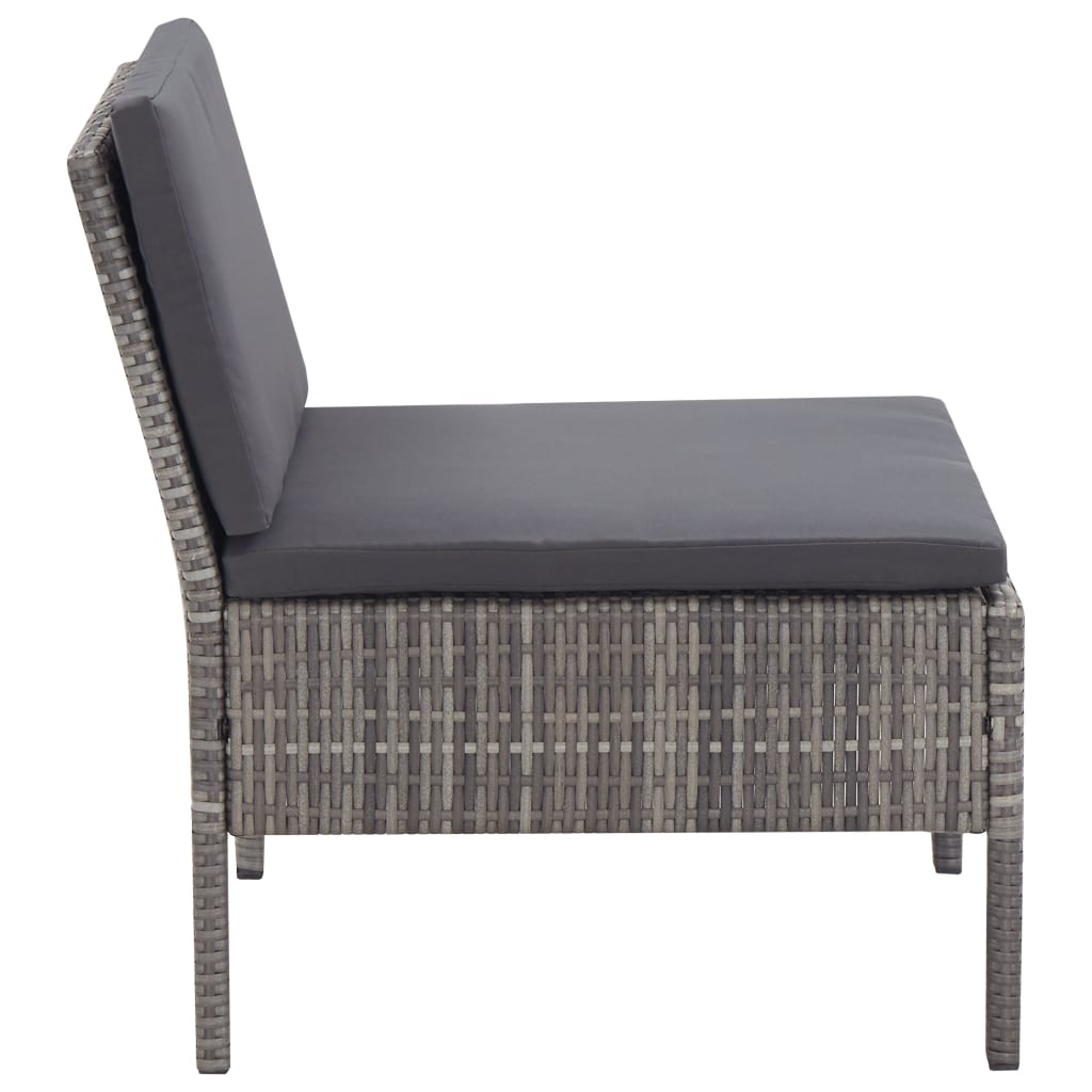 Conjunto lounge de jardim c/ almofadões 3 pcs vime PE cinzento