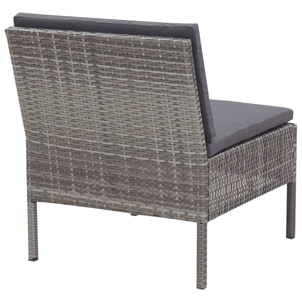 Conjunto lounge de jardim c/ almofadões 3 pcs vime PE cinzento