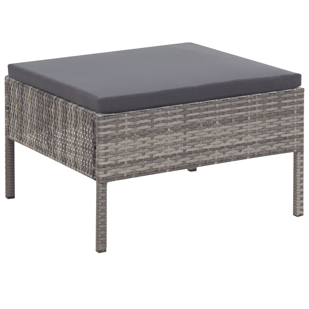 Conjunto lounge de jardim c/ almofadões 3 pcs vime PE cinzento