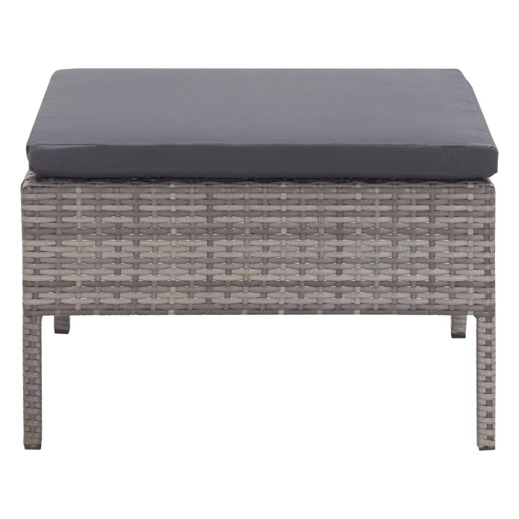 Conjunto lounge de jardim c/ almofadões 3 pcs vime PE cinzento
