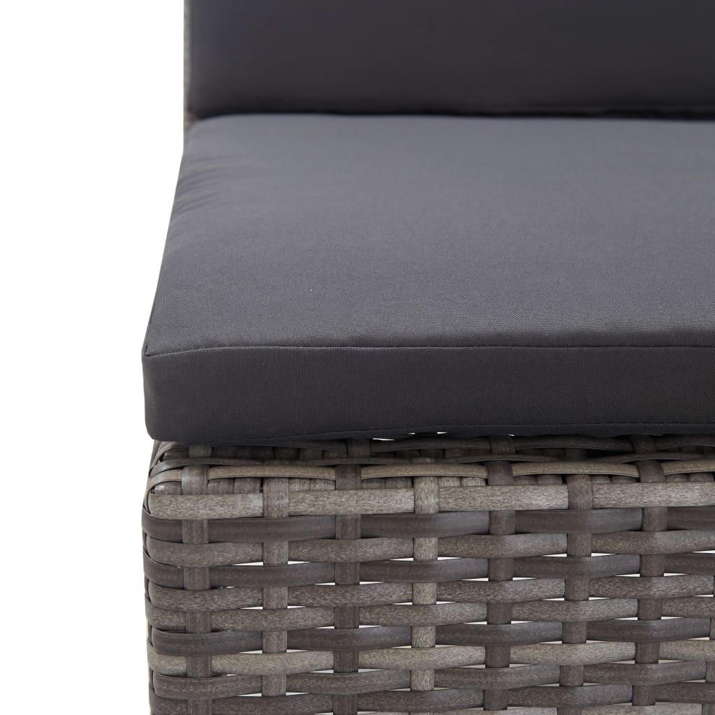 Conjunto lounge de jardim c/ almofadões 3 pcs vime PE cinzento