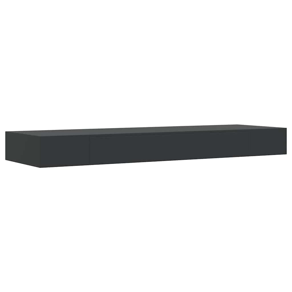Prateleira de parede suspensa com gaveta 80x25x8 cm preto