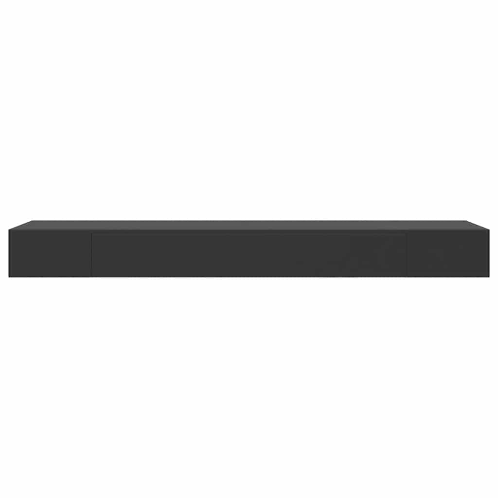 Prateleira de parede suspensa com gaveta 80x25x8 cm preto