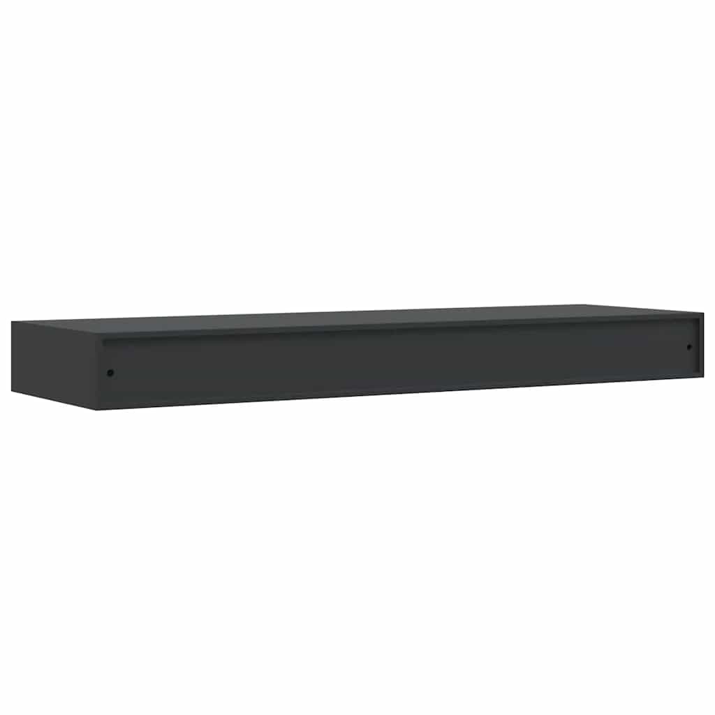 Prateleira de parede suspensa com gaveta 80x25x8 cm preto