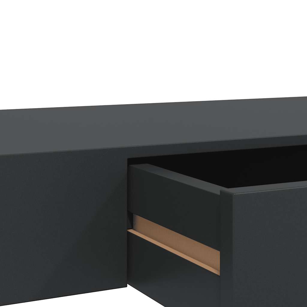 Prateleira de parede suspensa com gaveta 80x25x8 cm preto