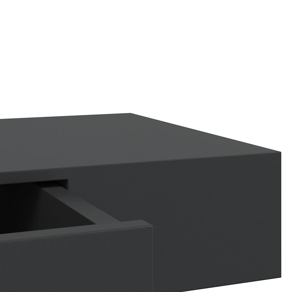 Prateleira de parede suspensa com gaveta 80x25x8 cm preto