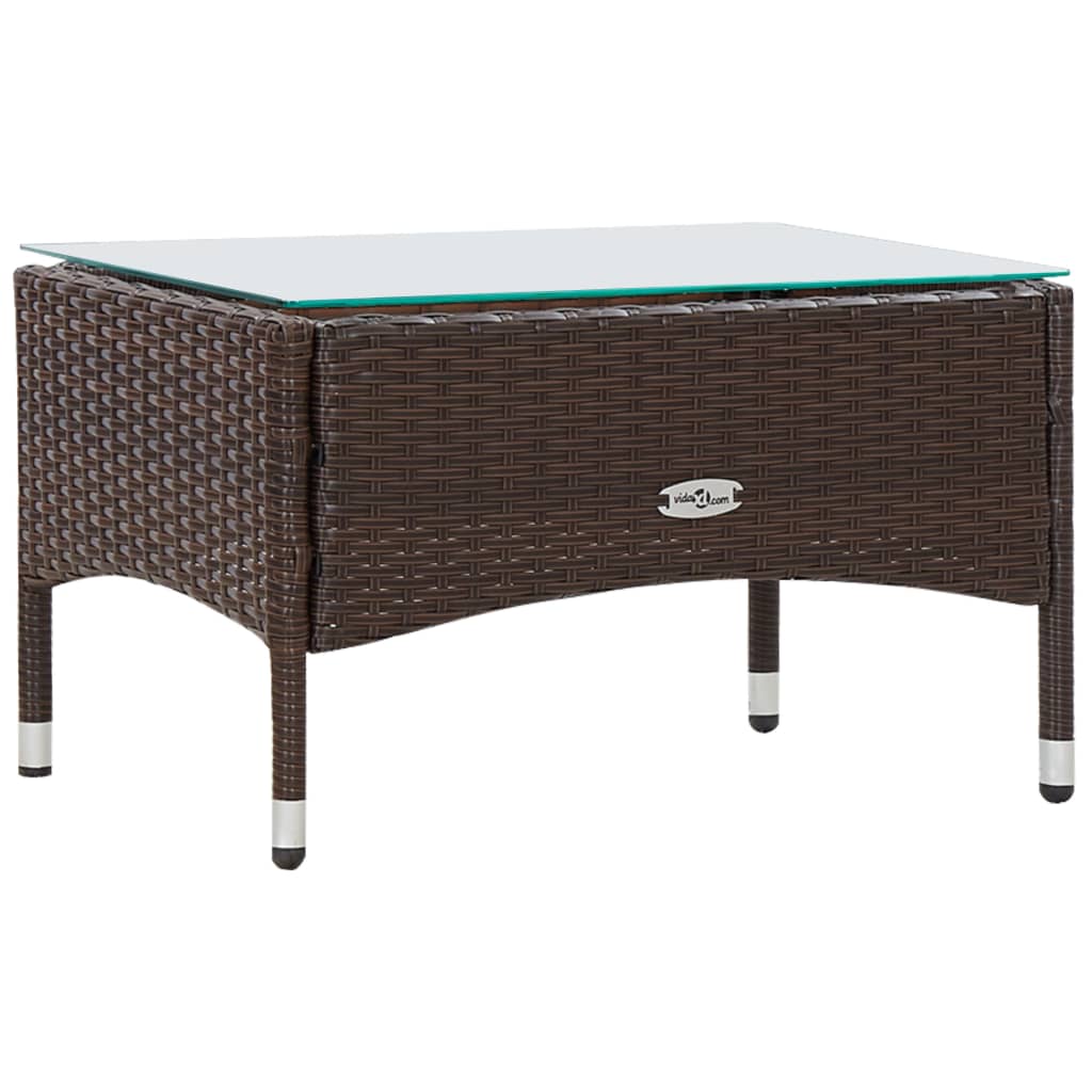4 pcs conjunto lounge jardim c/ almofadões vime PE castanho