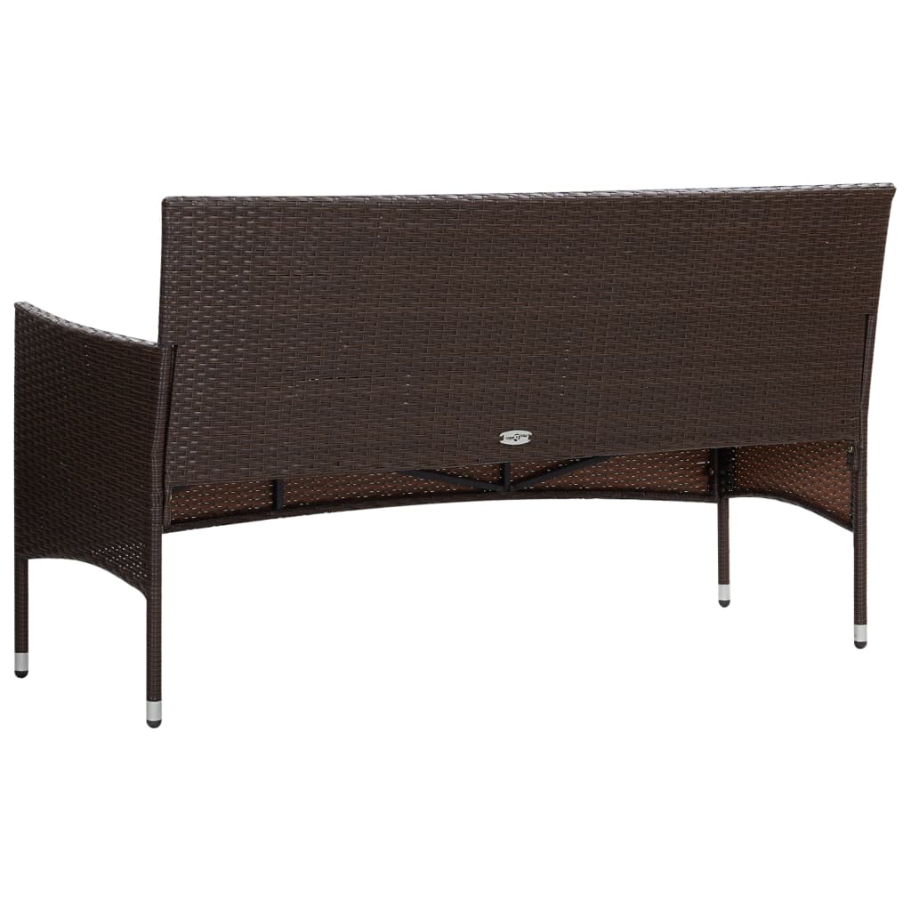 4 pcs conjunto lounge jardim c/ almofadões vime PE castanho