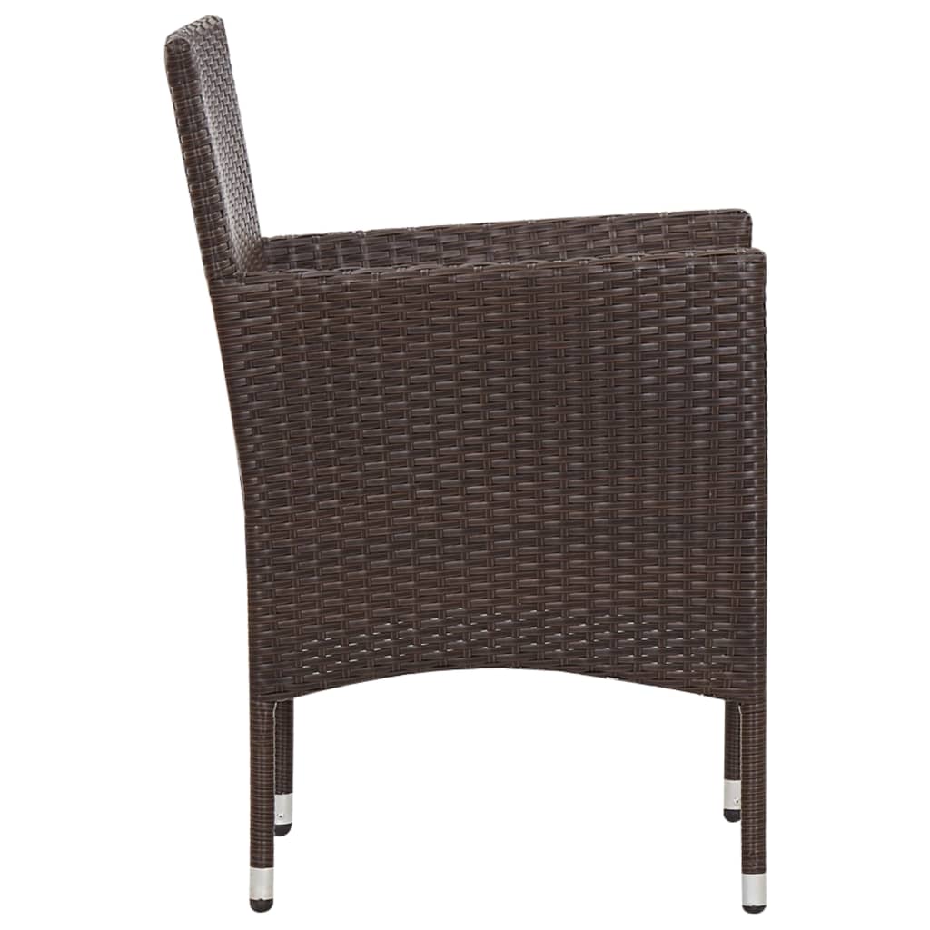 4 pcs conjunto lounge jardim c/ almofadões vime PE castanho