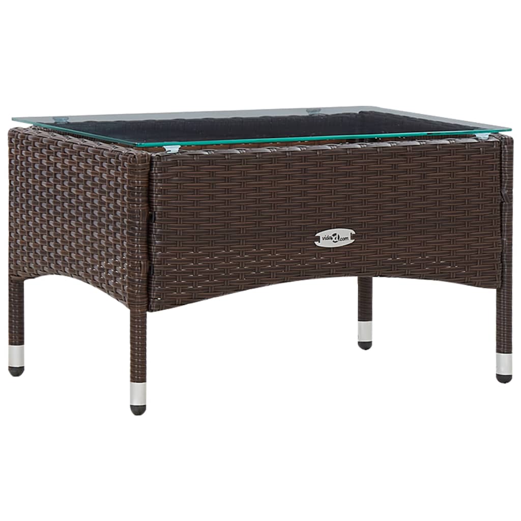 5 pcs conjunto lounge jardim c/ almofadões vime PE castanho