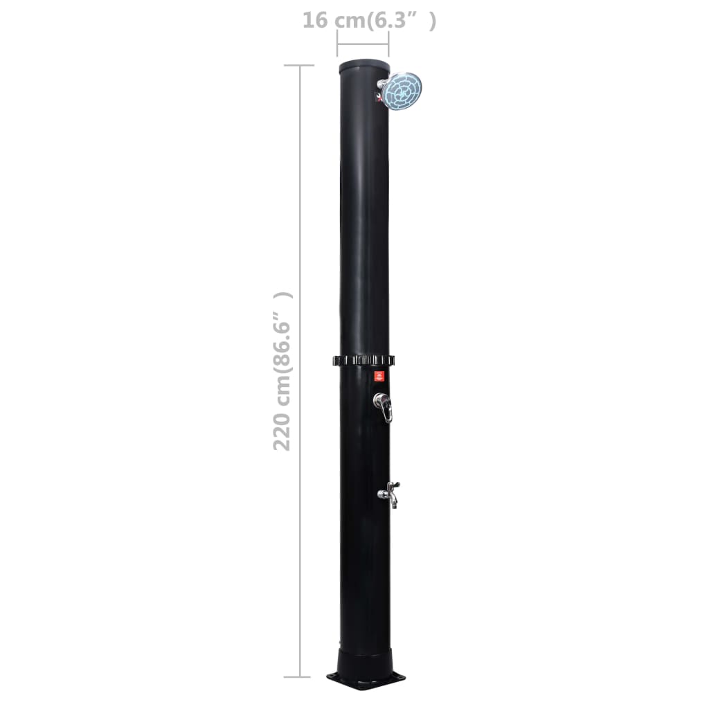 Chuveiro solar de exterior c/ cabeça e torneira 40 L