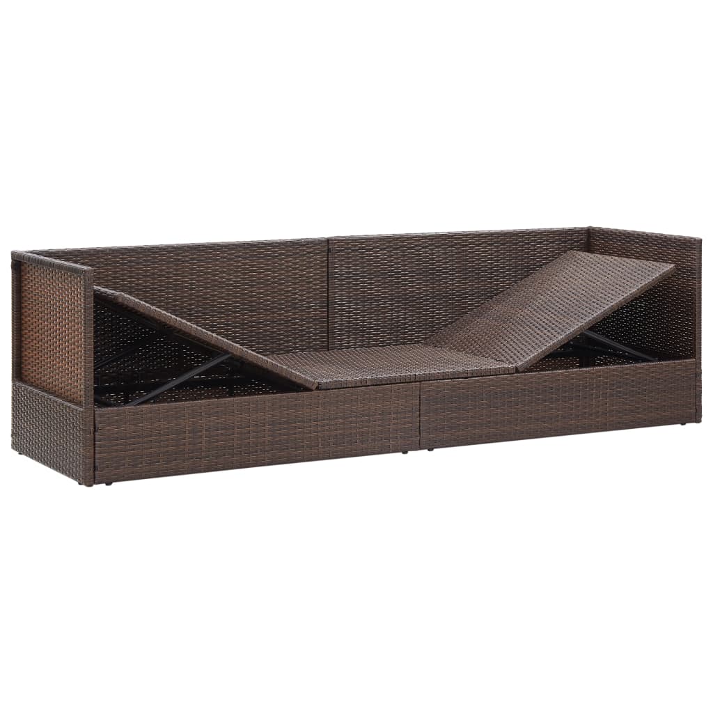 Espreguiçadeira jardim c/ almofadão+almofadas vime PE castanho