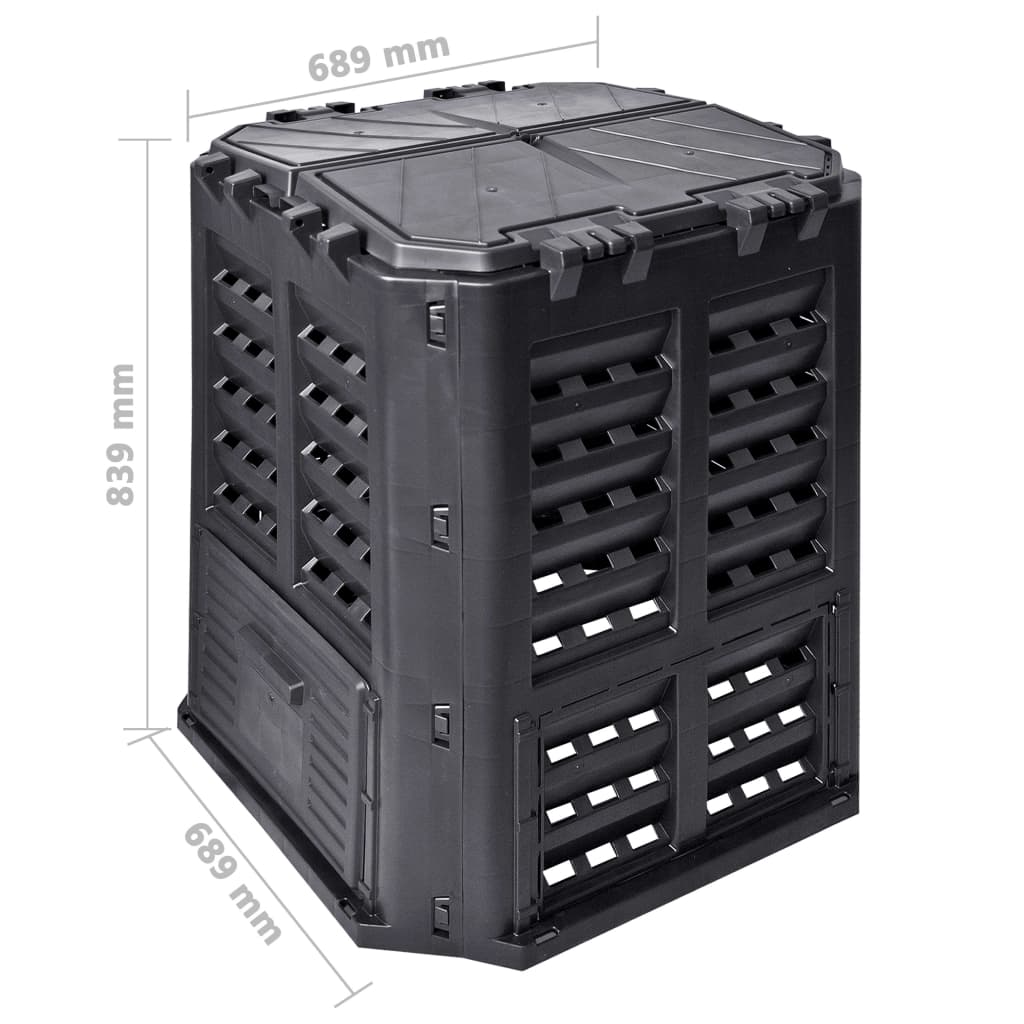 Caixote de compostagem para jardim 68,9x68,9x83,9cm 360 L preto