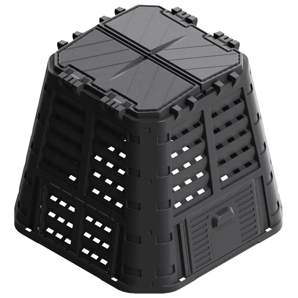 Caixote de compostagem para jardim 93,3x93,3x80 cm 480 L preto