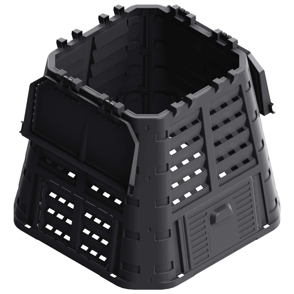 Caixote de compostagem para jardim 93,3x93,3x80 cm 480 L preto