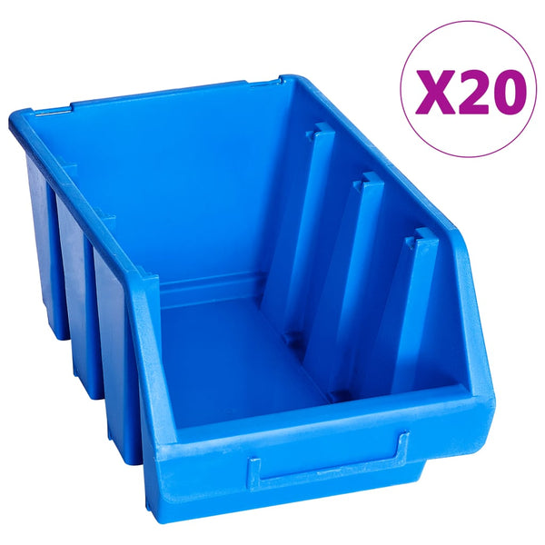 Caixas de arrumação empilháveis 20 pcs plástico azul