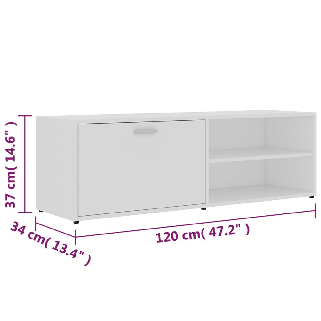 Móvel de TV 120x34x37 cm derivados de madeira branco