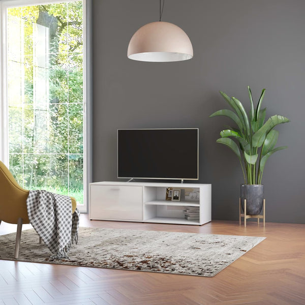 Móvel de TV 120x34x37 cm derivados de madeira branco brilhante