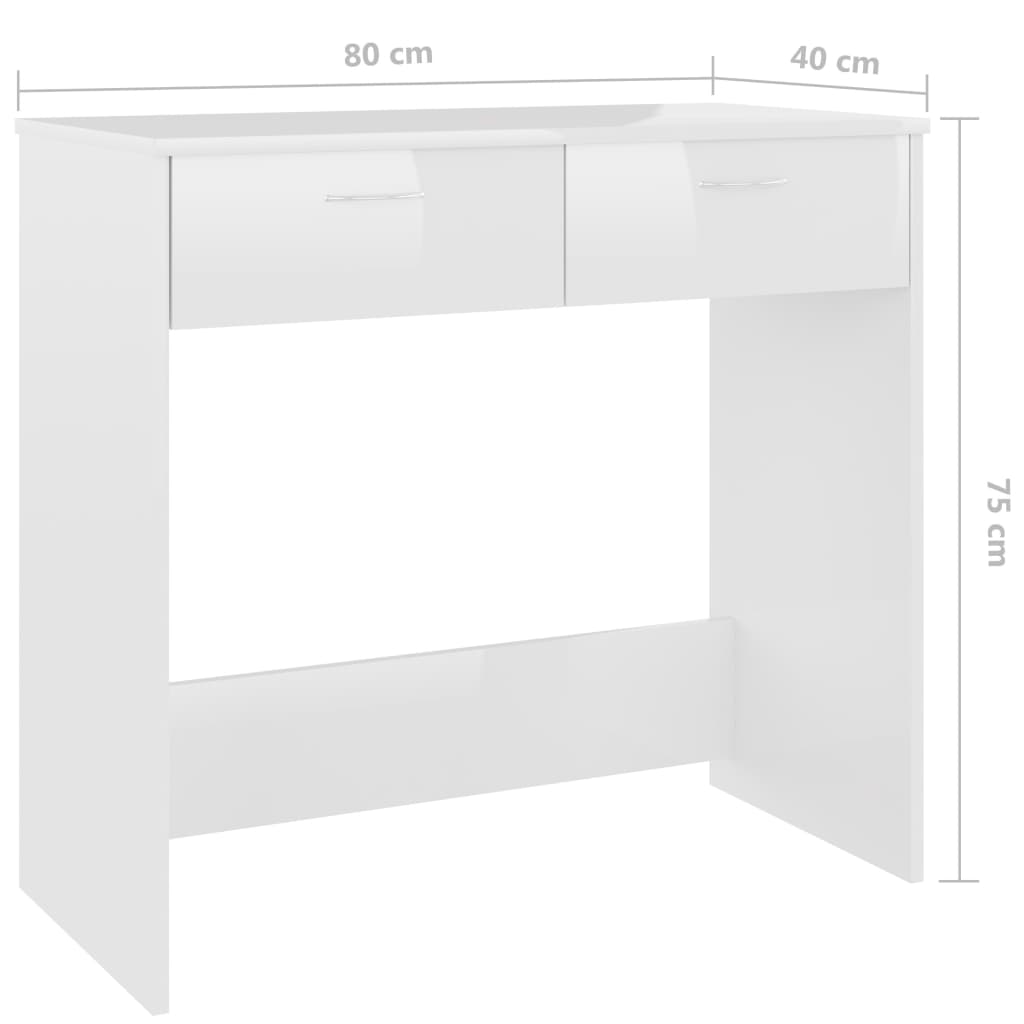 Secretária 80x40x75 cm derivados de madeira branco brilhante