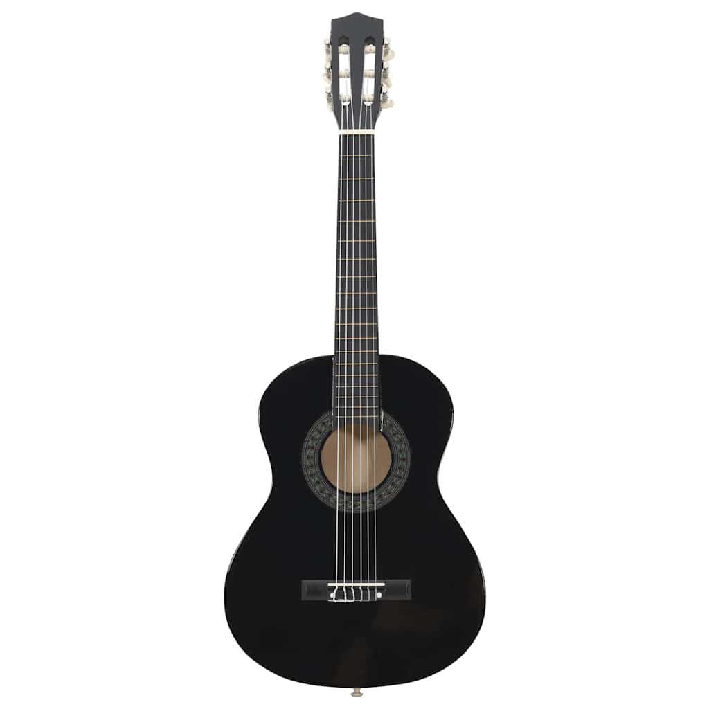 8 pcs conjunto guitarra clássica iniciantes 1/2 34" preto