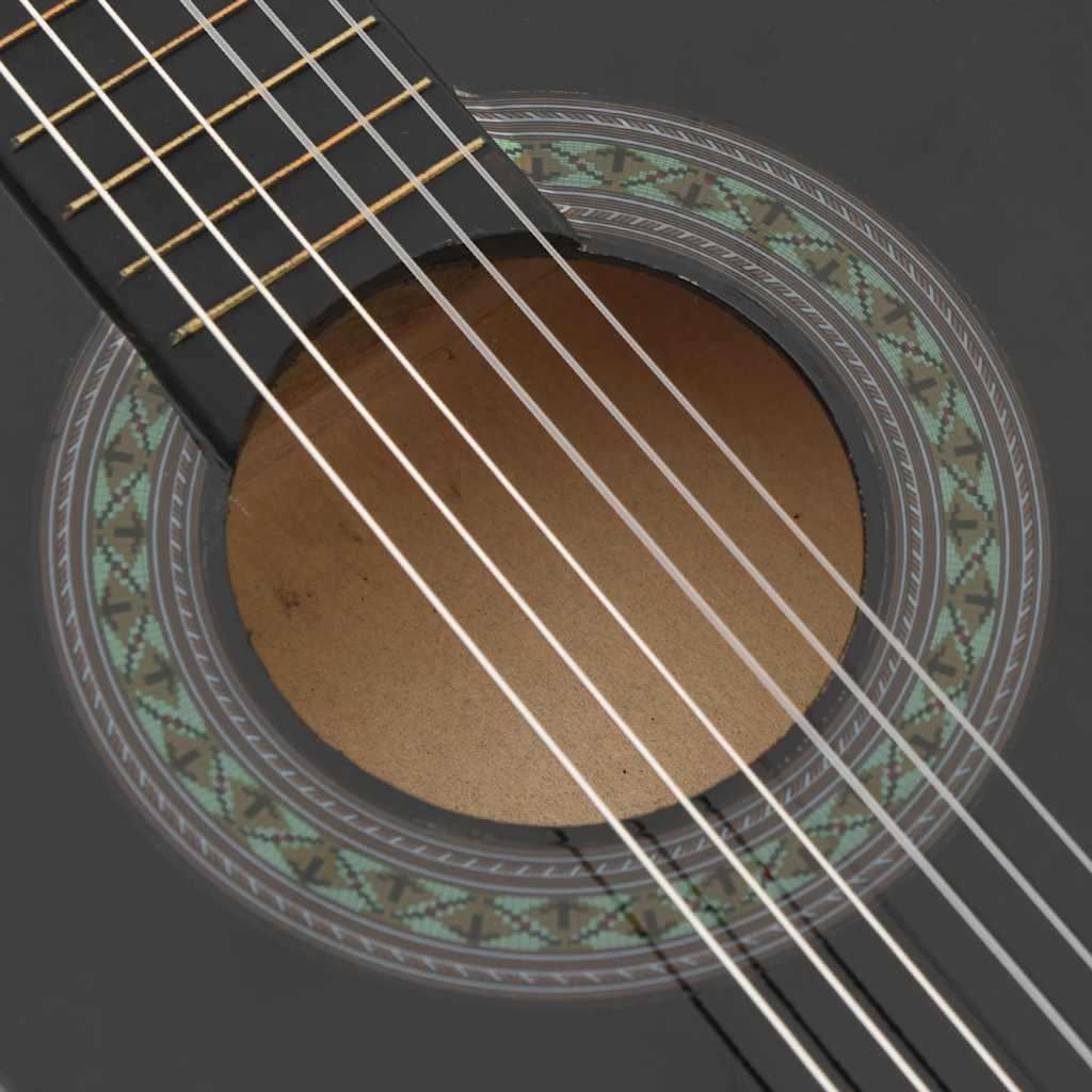 8 pcs conjunto guitarra clássica iniciantes 1/2 34" preto