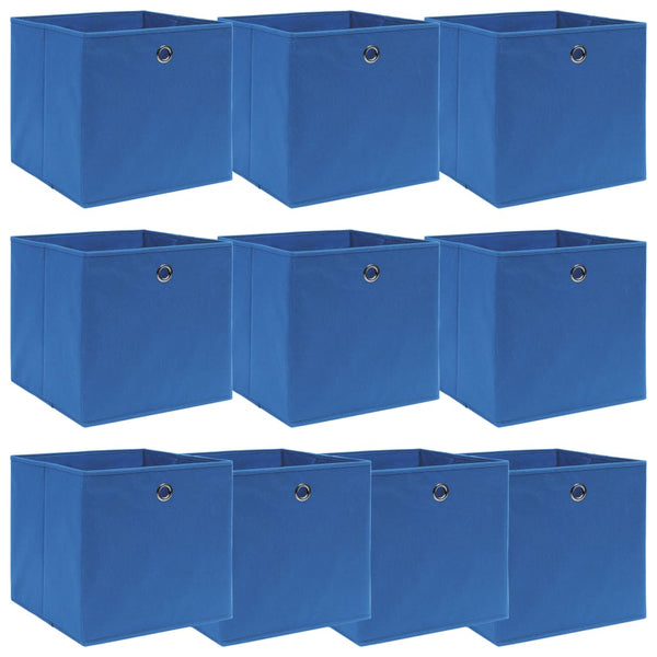 Caixas de arrumação 10 pcs 32x32x32 cm tecido azul