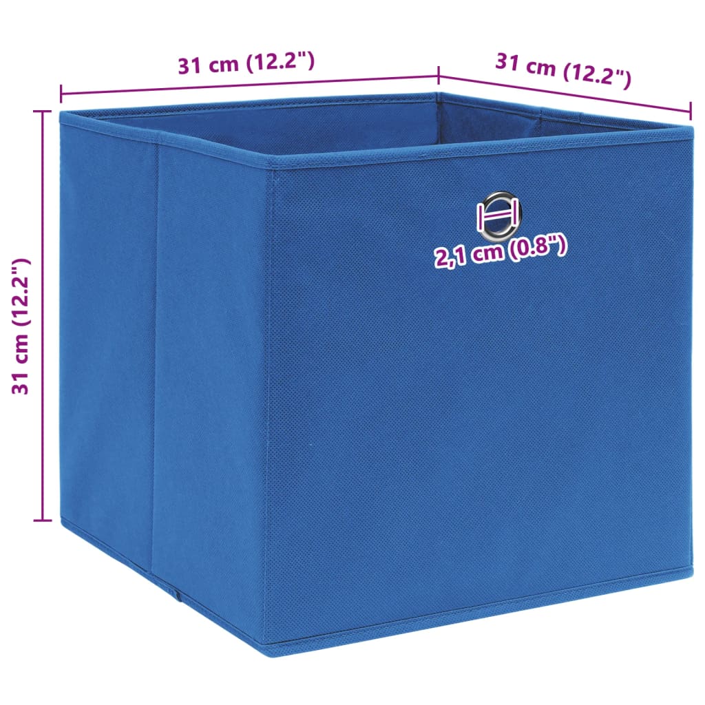 Caixas de arrumação 10 pcs 32x32x32 cm tecido azul