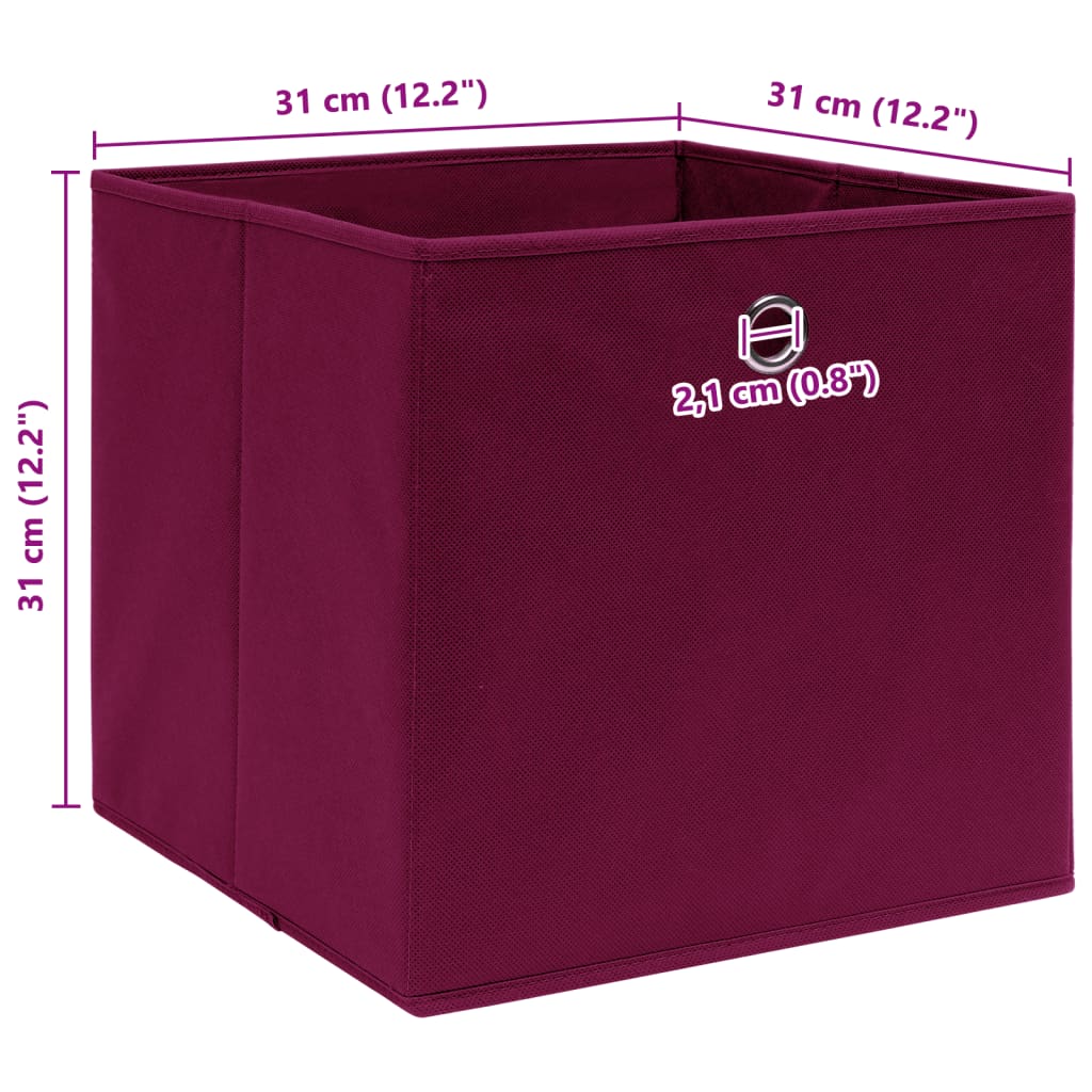 Caixas de arrumação 10 pcs 32x32x32 cm tecido vermelho escuro