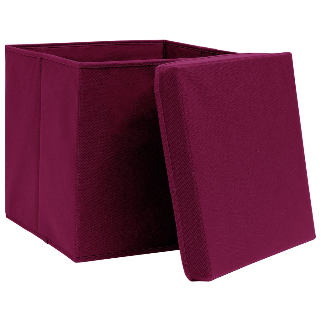 Caixas arrumação c/ tampas 10pcs tecido vermelho escuro