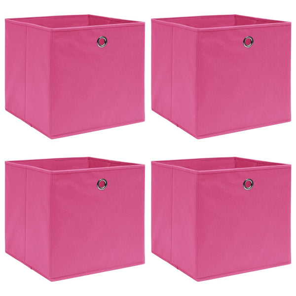 Caixas de arrumação 4 pcs 32x32x32 cm tecido rosa