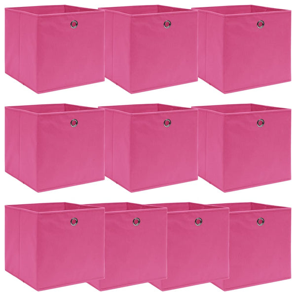Caixas de arrumação 10 pcs 32x32x32 cm tecido rosa