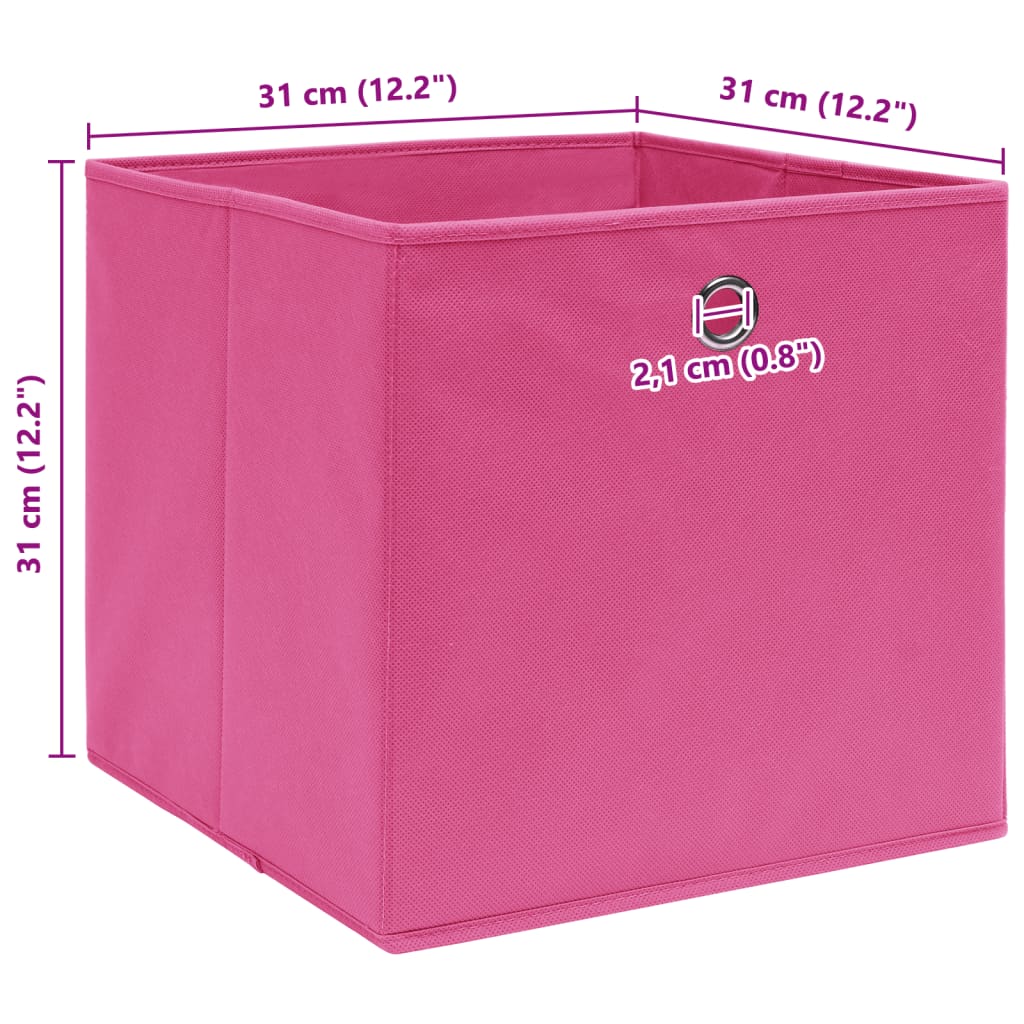 Caixas de arrumação 10 pcs 32x32x32 cm tecido rosa
